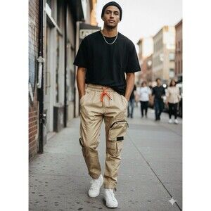 John Geiger Lounge Pocket Pants Men's M ‘Sample #1’ Black Elastic Waist Jogger